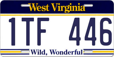 WV license plate 1TF446