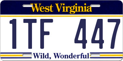 WV license plate 1TF447