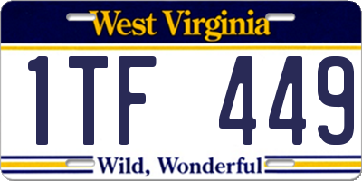 WV license plate 1TF449