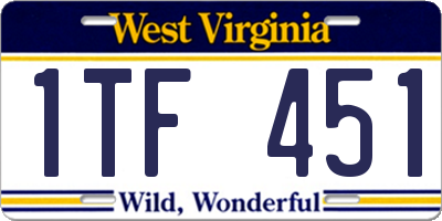 WV license plate 1TF451