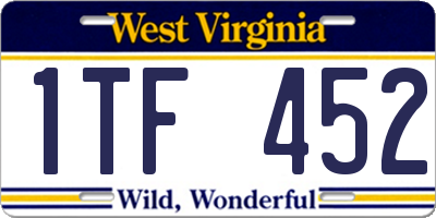 WV license plate 1TF452