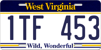 WV license plate 1TF453