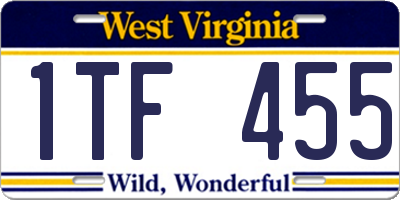 WV license plate 1TF455