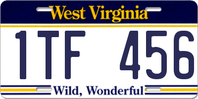 WV license plate 1TF456