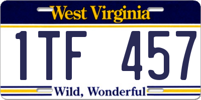 WV license plate 1TF457