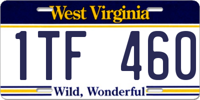 WV license plate 1TF460
