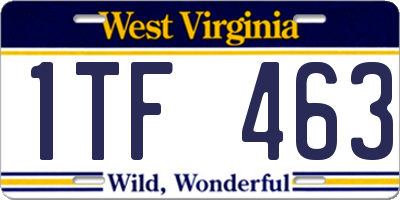 WV license plate 1TF463