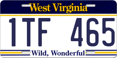 WV license plate 1TF465