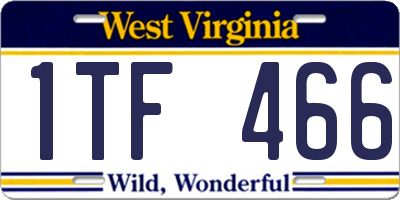 WV license plate 1TF466