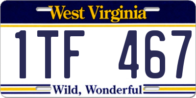 WV license plate 1TF467