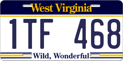 WV license plate 1TF468