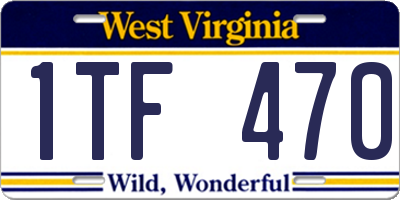 WV license plate 1TF470