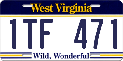 WV license plate 1TF471
