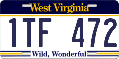 WV license plate 1TF472