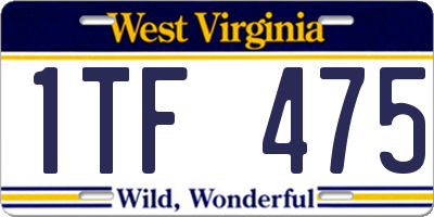 WV license plate 1TF475