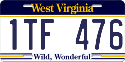 WV license plate 1TF476