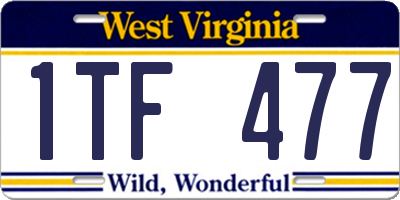 WV license plate 1TF477