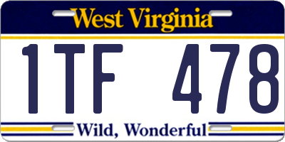 WV license plate 1TF478