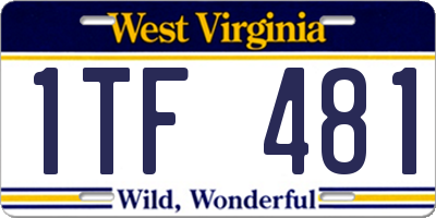 WV license plate 1TF481