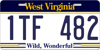 WV license plate 1TF482