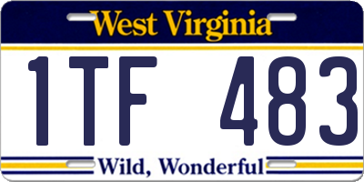 WV license plate 1TF483