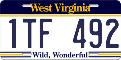 WV license plate 1TF492