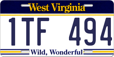WV license plate 1TF494
