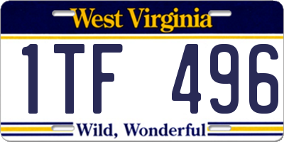 WV license plate 1TF496