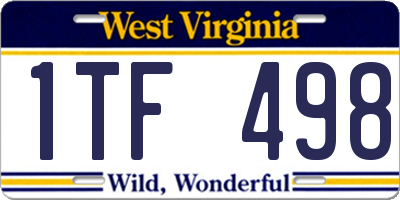 WV license plate 1TF498