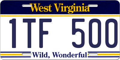 WV license plate 1TF500