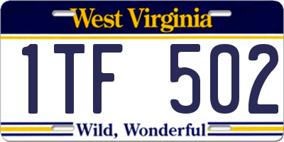 WV license plate 1TF502