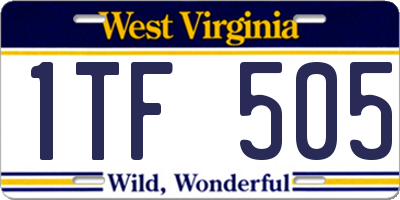 WV license plate 1TF505