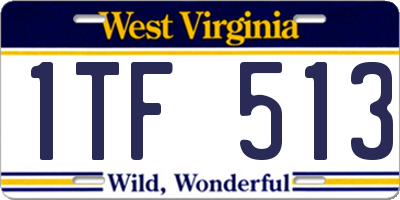 WV license plate 1TF513