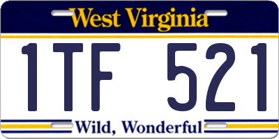 WV license plate 1TF521