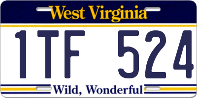 WV license plate 1TF524