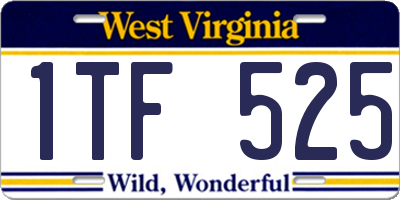 WV license plate 1TF525