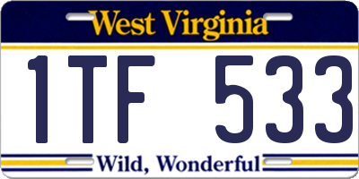 WV license plate 1TF533