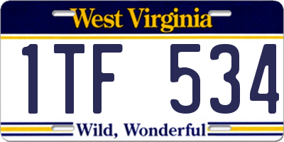 WV license plate 1TF534