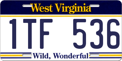 WV license plate 1TF536
