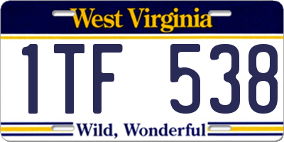 WV license plate 1TF538