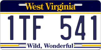 WV license plate 1TF541