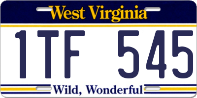 WV license plate 1TF545