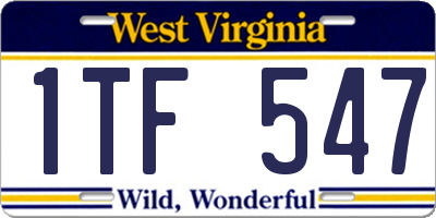 WV license plate 1TF547
