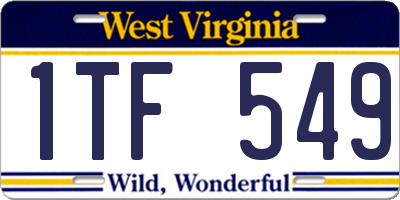 WV license plate 1TF549