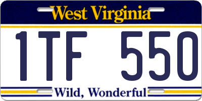 WV license plate 1TF550