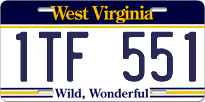 WV license plate 1TF551