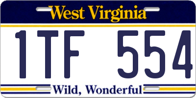 WV license plate 1TF554