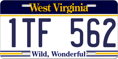 WV license plate 1TF562