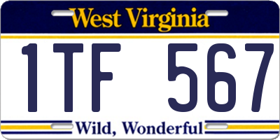WV license plate 1TF567