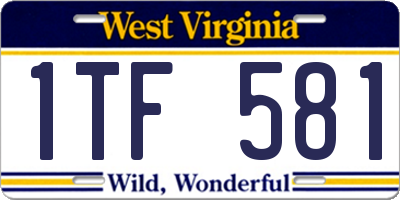 WV license plate 1TF581
